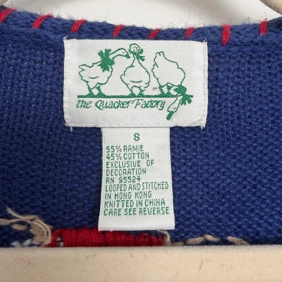 Quacker Factory Blue Knit Top with Red Stitching - Picture 3 of 8